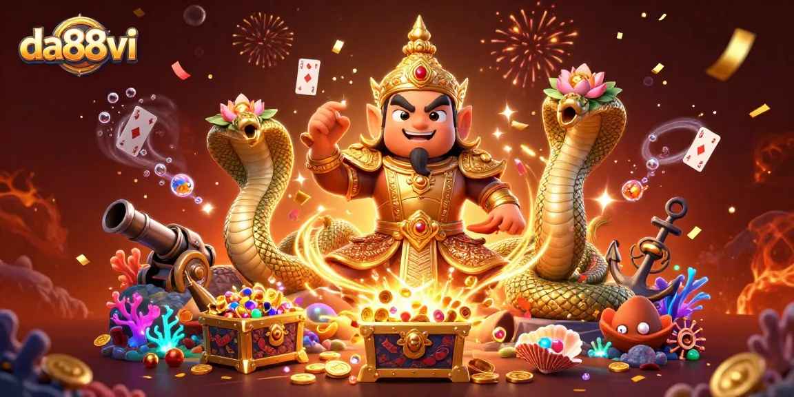 Immerse yourself in the da88vi gaming adventure with a vibrant underwater scene showcasing a Thai guardian and treasures.