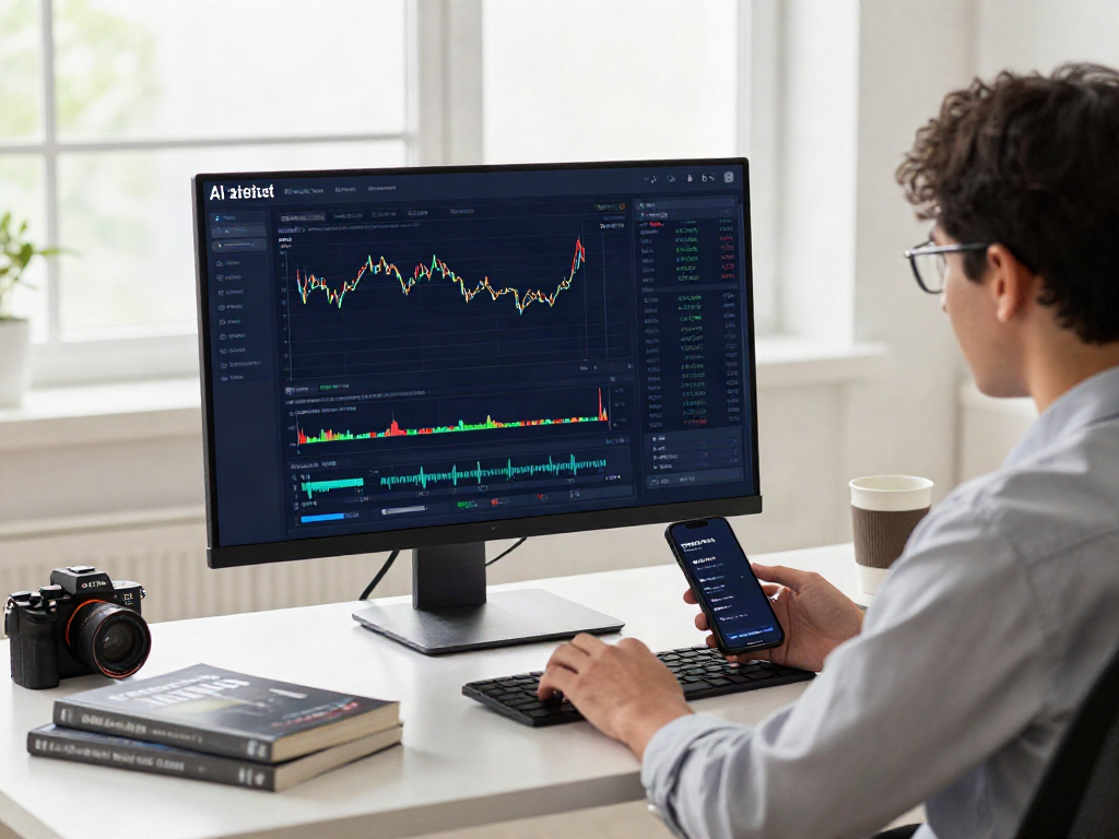Interface de la plateforme la-essorinvexaro.com montrant le trading assisté par IA avec des graphiques modernes et un utilisateur concentré.