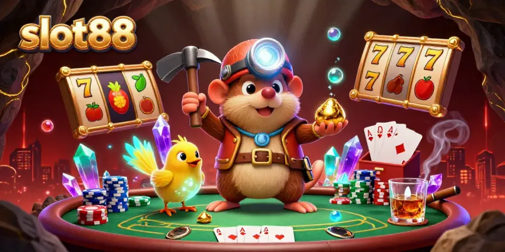Spin the slot88 reels for exciting wins in this vibrant casino adventure illustration.