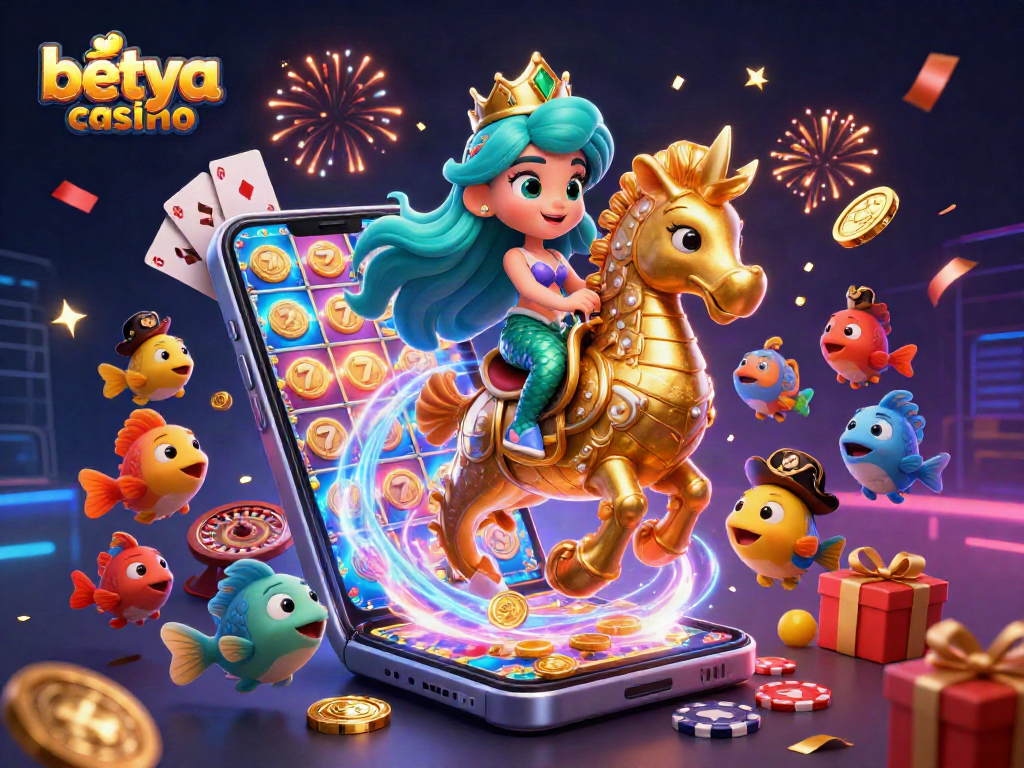 Experience excitement at betya casino with a vibrant mermaid scene of games and treasures.