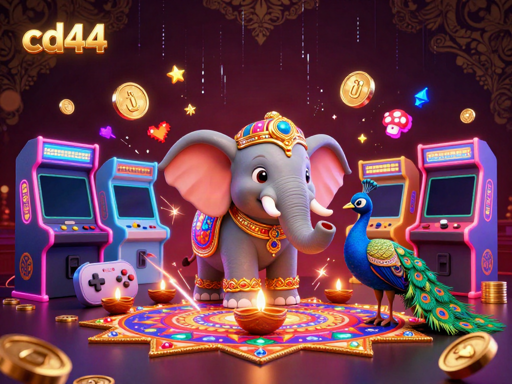 Experience thrilling games with cd44 featuring a vibrant 3D casino scene of rich colors and dynamic elements.